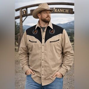 ELY Cattleman Western Pearl Snap Shirt Men’s XL Embroidered Horse